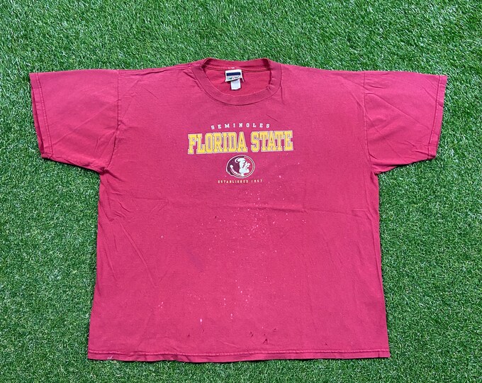 Vintage Florida State University Seminoles T Shirt Tee Red Oak Size Xtra Large XL NCAA College Football FSU Tallahassee 1990s 90s