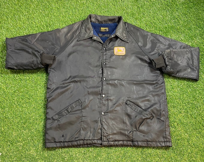 Vintage John Deere Jacket Swingster Size Xtra Large XL Landscaping Agricultural Manufacturer Lawn Care 1970s 70s