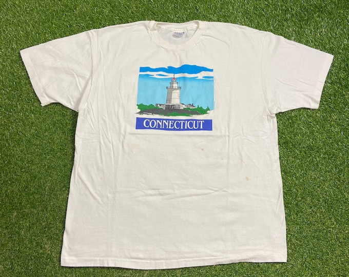 Vintage Connecticut T Shirt Tee Hanes Made USA Size XXL 2XL UCONN Huskies Hartford New Haven New England 1990s 90s