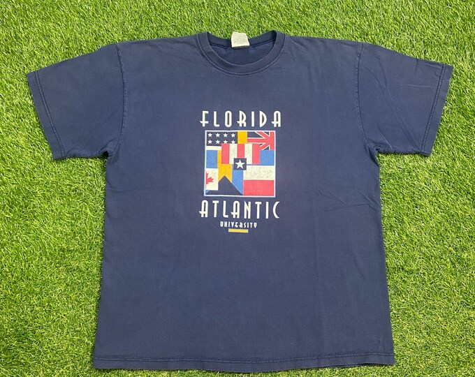 Vintage Florida Atlantic University T Shirt Tee Gear For Sports Made Usa Size Xtra Large XL NCAA College Basketball FAC Boca Raton Fl 1990s