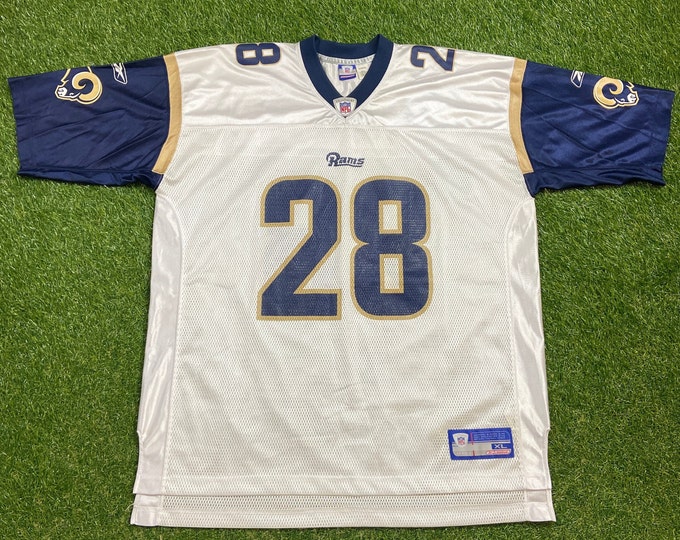 Vintage St Louis Rams Marshall Faulk #28 Jersey Reebok Size Xtra Large XL NFL Super Bowl Football Missouri Los Angeles 00s