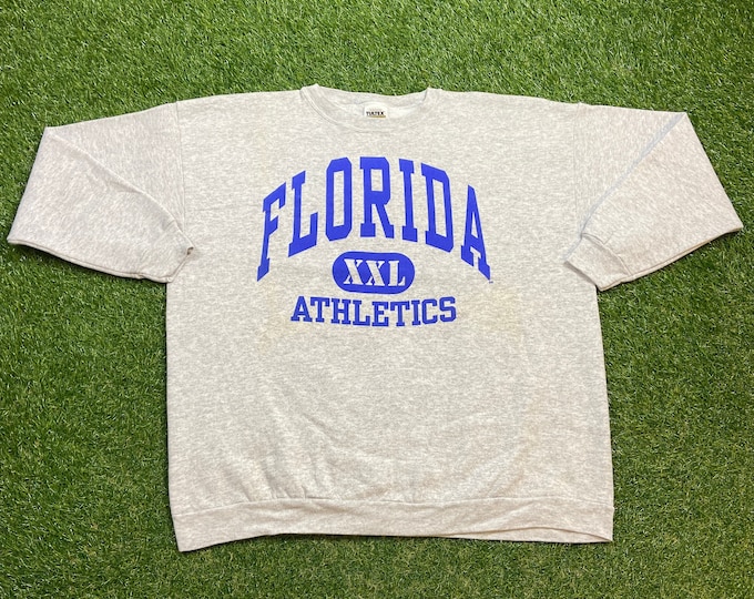 Vintage Gators University of Florida Crewneck Sweatshirt Size XXL Swamp UF Orange Blue Alligator Gainesville Pull Over 1990s 90s Oversized