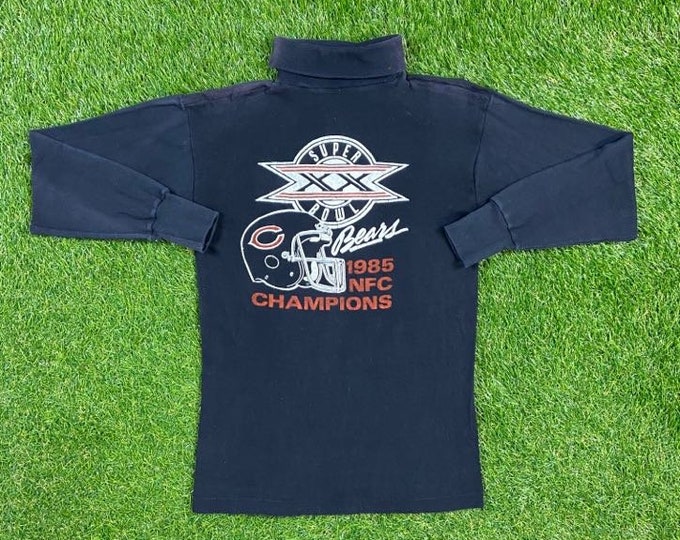 Vintage Chicago Bears Super Bowl XX Turtleneck Sweatshirt Made USA Size Medium M NFL Football Illinois 1980s 80s
