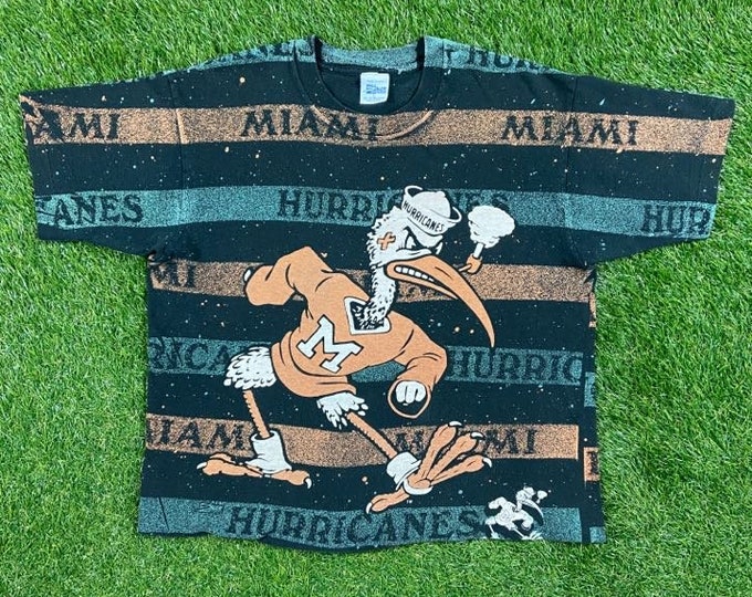 Vintage University of Miami Hurricanes Crop Top T Shirt Tee Size Large L 305 The U Miami Style Florida NCAA College Football