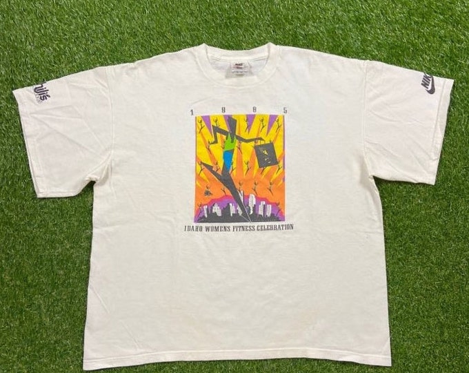 Vintage Nike T Shirt Tee Made USA Size Xtra Large XL Idaho Womens Fitness Celebration Nike Check Air Jordan Just Do It Classic Sportswear