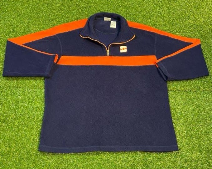 Vintage Blue Fleece Sweater Size Xtra Large XL Rare 1990s 90s American Apparel Outdoor Wear Work Wear Rugged