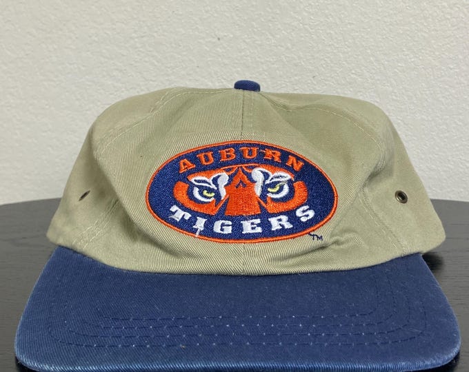 Vintage Auburn University Tigers Strap Back Hat OSFA NCAA Football Alabama Sec War Eagle 1990s 90s