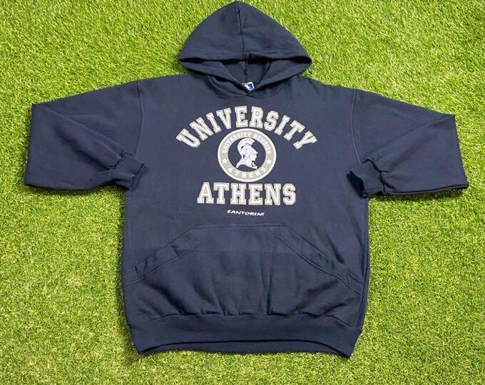 Vintage University of Athens Hoodie Sweatshirt Size Medium M National & Kapodistrian Santorini Greece Europe Ancient Balkans Athens 1990s