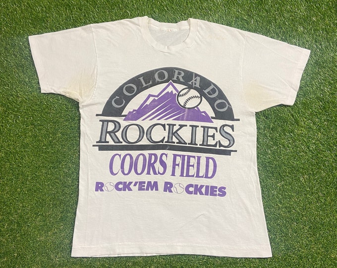 Vintage Colorado Rockies T Shirt Tee Made USA Size Xtra Large XL MLB Baseball Denver 1990s 90s