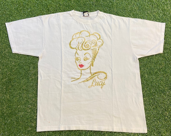 Vintage I Love Lucy T Shirt Tee Diamond Dust Made USA Size Xtra Large XL Classic American Sitcom Television 1980s 80s Promo