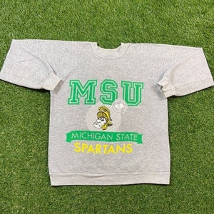Vintage University of Michigan State Crewneck Sweatshirt Signal Made USA Size Large L NCAA College Football Spartans Pull Over Tri Blend 80s