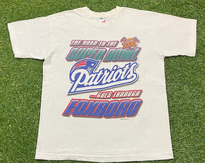 Vintage New England Patriots T Shirt Tee Made USA Size Large L NFL Football Boston Massachusetts Tom Brady TB12 Super Bowl 1990s 90s