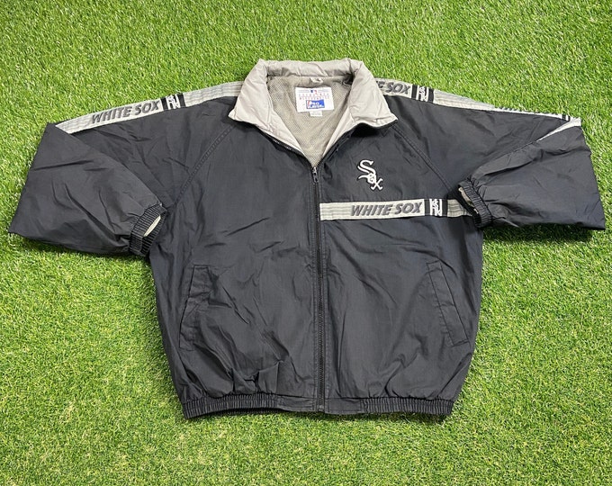 Vintage Chicago White Sox Windbreaker Jacket Size Large L MLB Baseball Illinois Light Rain Coat 1990s 90s