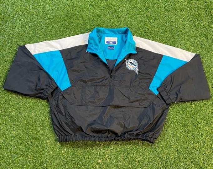 Vintage Florida Marlins Windbreaker Jacket Chalk Line Size Xtra Large XL MLB Baseball Miami FL Light Rain Coat 1990s 90s