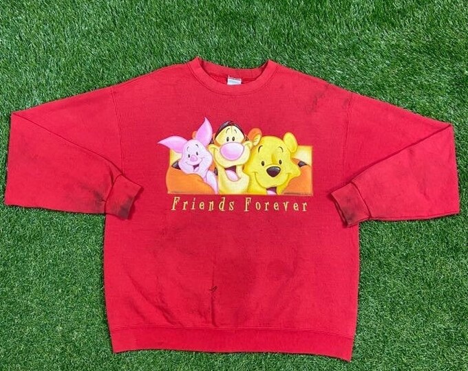 Vintage Winnie the Pooh Bear Crewneck Sweatshirt Made USA Size Medium M Walt Disney World Wdw Disneyland Disneyana Piglet Tigger