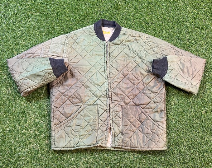 Vintage Green Jacket Size Medium M Classic Apparel Quality Fit Coat 1970s 70s Military Lining Army