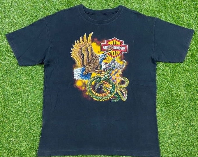 Vintage Harley Davidson T Shirt Tee Size Large L Korea HOG Motorcycle Truckers Biker 1980s 80s Classic Original