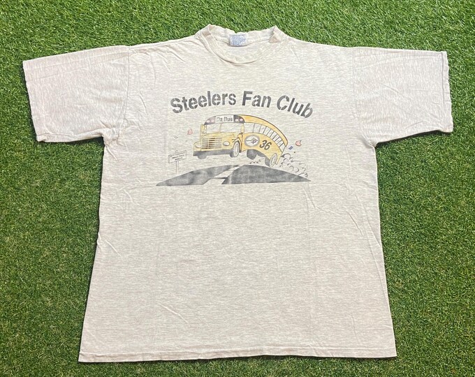 Vintage Pittsburgh Steelers Fan Club T Shirt Tee Made Usa Size Xtra Large XL NFL Football AFC Pennsylvania 1990s 90s Jerome Bettis The Bus