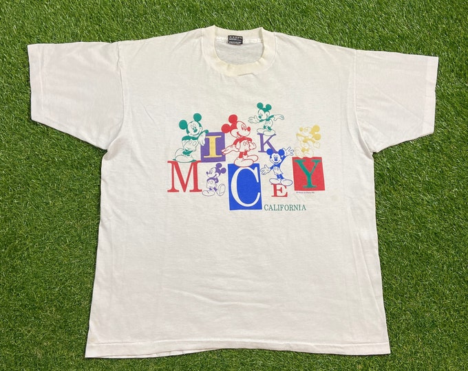 Vintage Mickey Mouse T Shirt Tee Made USA Size Xtra Large XL Disneyland California Walt Disney World Magic Kingdom Classic 1990s 90s