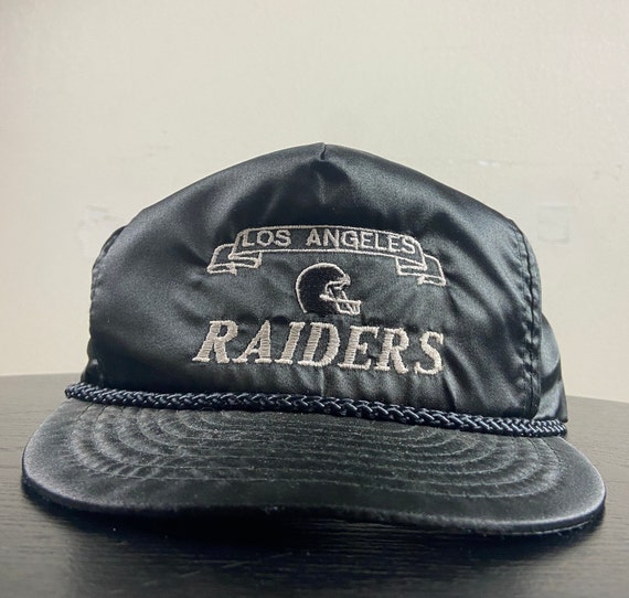 Vintage Los Angeles Raiders Strap Back Hat Otto Cap OSFA Silver