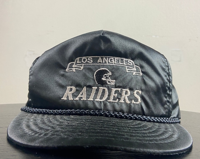 Vintage Los Angeles Raiders Strap Back Hat Otto Cap OSFA Silver and Black 1990s Throwback California Oakland Las Vegas Classic