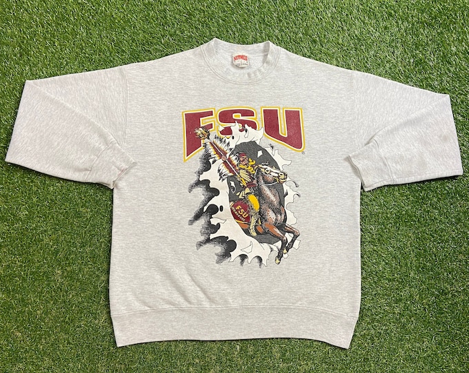Vintage Florida State University Seminoles Crewneck Sweatshirt Made USA Size Large L NCAA College Football FSU 1990s 90s Pull Over Oversized