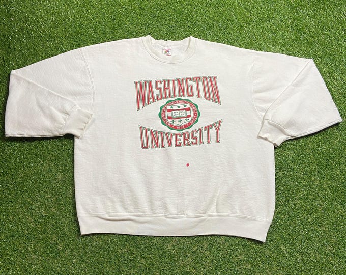 Vintage Washington University Crewneck Sweatshirt Fruit of the Loom Made USA Size Xtra Large XL St Louis Missouri Pull Over Oversized 1990s