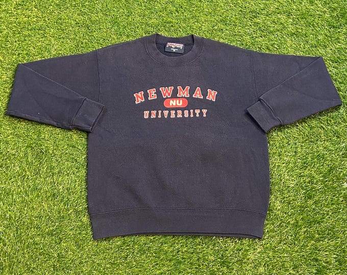 Vintage Newman University Crewneck Sweatshirt Made USA Size Medium M Wichita Kansas Catholic College 1990s 90s Pull Over Oversized