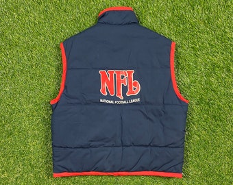 Vintage NFL Football Vest Button Up Jacket Size Xtra Small XS Heavy Warm Cozy Winter Comfy Hunting 1990s 90s Insulated