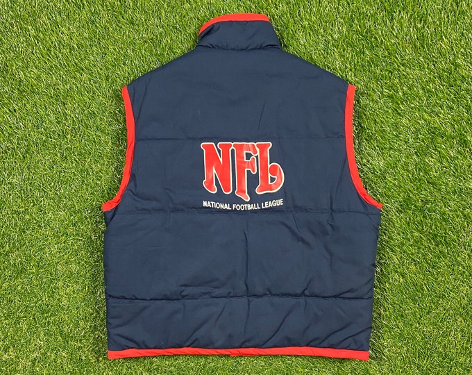 Vintage NFL Football Vest Button Up Jacket Size Xtra Small XS Heavy Warm Cozy Winter Comfy Hunting 1990s 90s Insulated