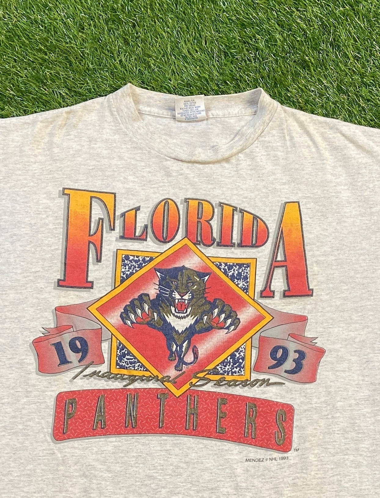 Vintage 1993 Florida Panthers Hockey NHL T-Shirt Size L