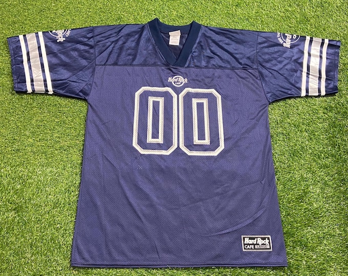 Vintage Hard Rock Cafe New York Football Jersey Made USA Size Large L Radio City Music Hall New York City NY 1990s 90s