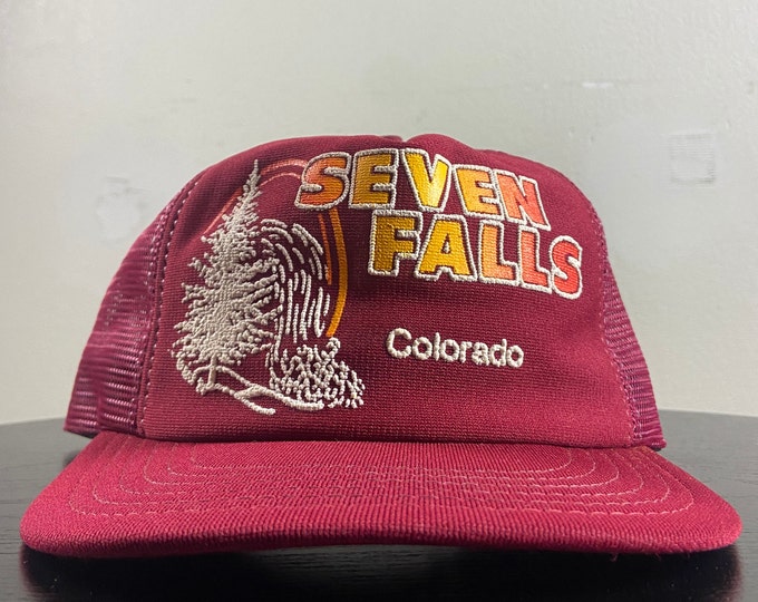 Vintage Seven Falls Colorado Snapback Hat Made USA OSFA Aspen Denver Boulder Skiing Snowboard Mountains 1990s 90s
