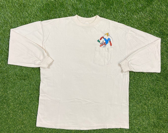 Vintage Goofy Pocket Long Sleeve T Shirt Tee The Disney Store Size Xtra Large XL Walt Disney World WDW Disneyland Magic Kingdom Mickey Mouse