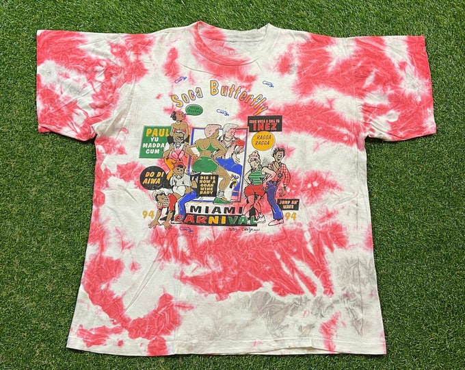 Vintage Soca Butterfly T Shirt Tee Size Large L 1994 Miami Carnival Freaknic Florida 1990s 90s