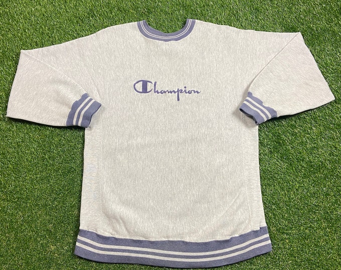 Vintage Plain Gray Champion Crewneck Sweatshirt Size Xtra Large XL Quality 1990s Oversized Comfy Great Fit Made USA Original 90s Pull Over