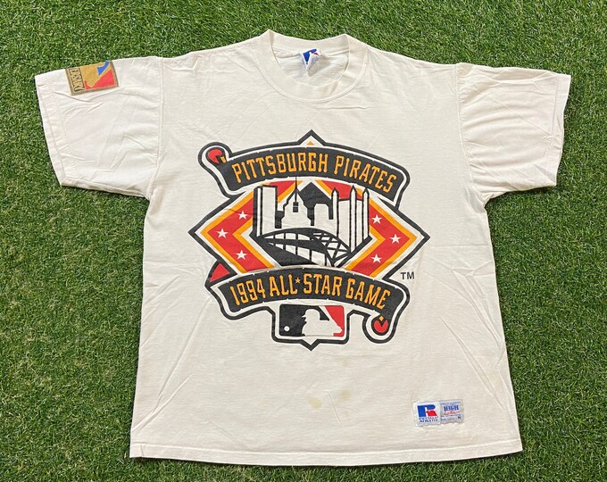 Vintage Pittsburg Pirates 1994 All Star Game T Shirt Tee Made USA Size Medium M MLB Baseball Clemente Bond 1990s 90s