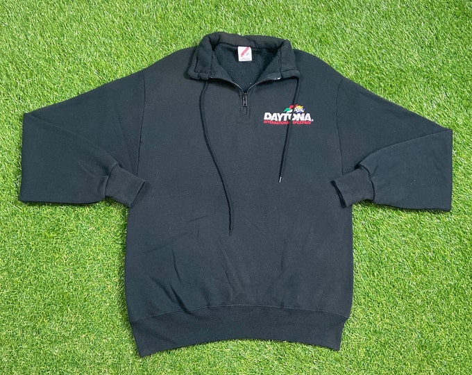 Vintage Daytona International Speedway Crewneck Sweatshirt Made USA Size Large L NASCAR Daytona 500 All Over Racing Dale Earnhardt 90s