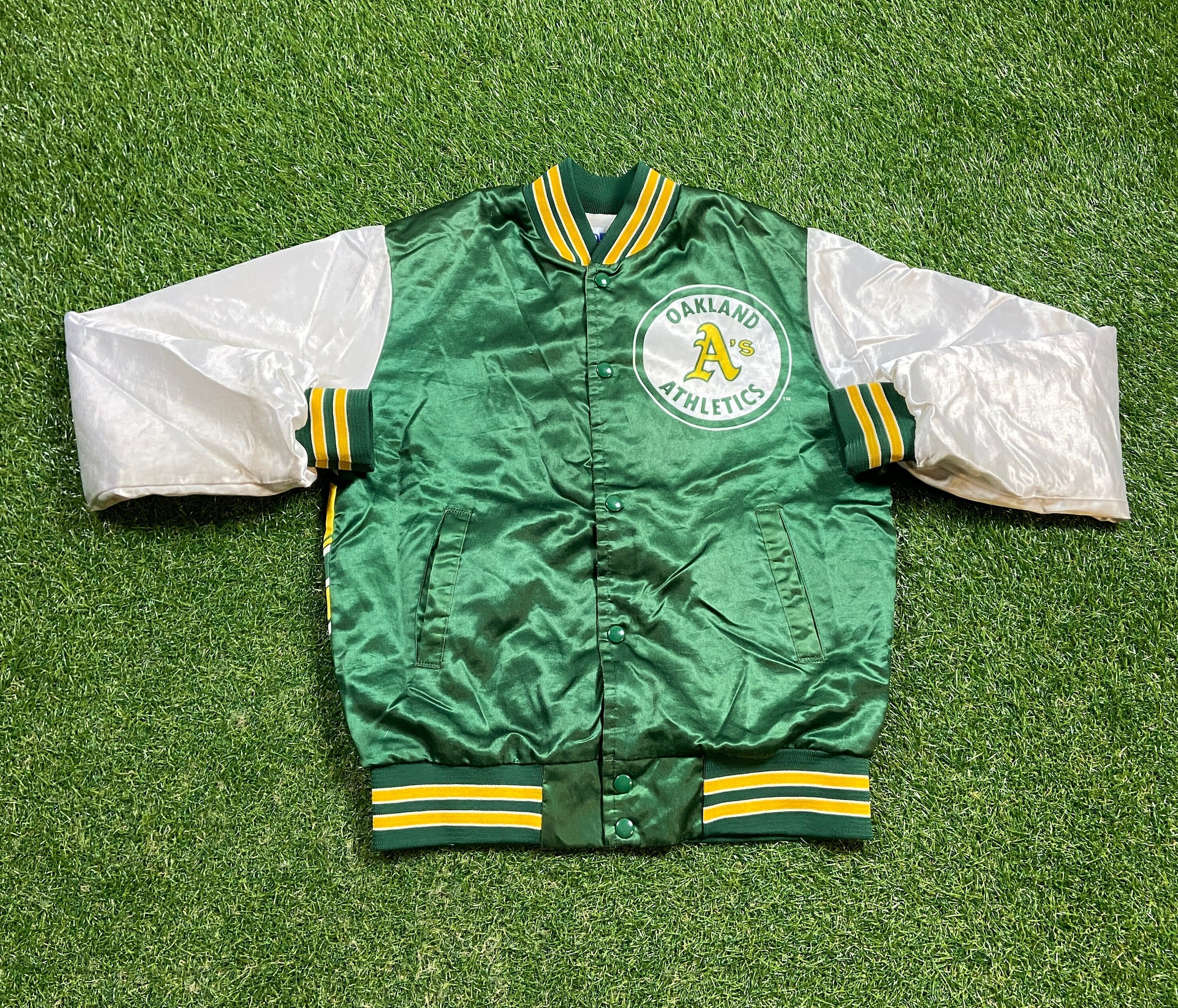 Oakland Athletics Jacket Vintage A's Elephant Logo Chalk Line, XXL