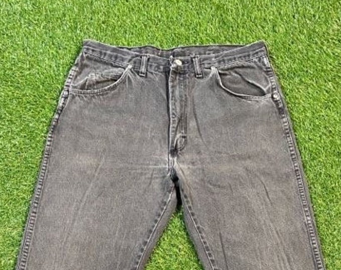 Vintage Black Wrangler Jeans Made USA Size 36 x 32 American USA Classic Blue Jean Pants Bottoms True Vtg 1990s 90s
