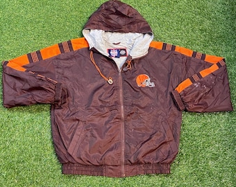 Vintage Cleveland Browns Jacket Size Medium M NFL Football Ohio Light Rain Coat 1990s 90s