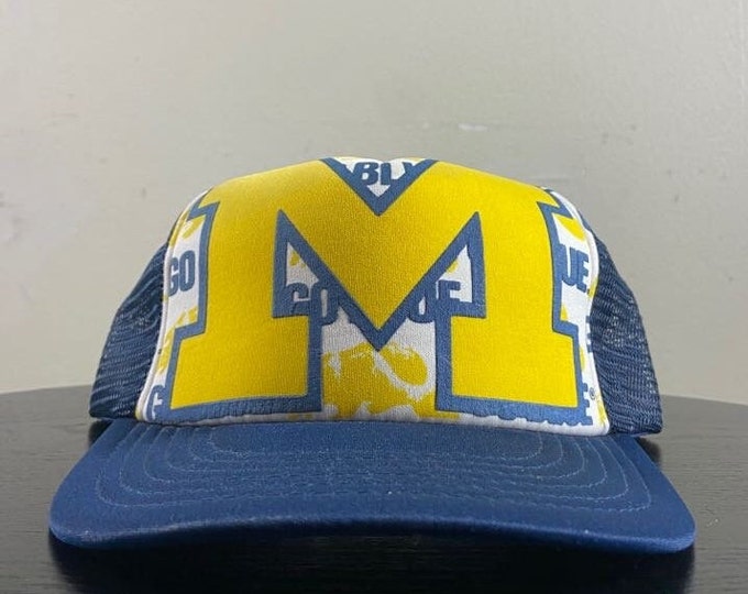 Vintage University of Michigan Wolverines Snapback Hat OSFA NCAA College Football Detroit 1990s 90s