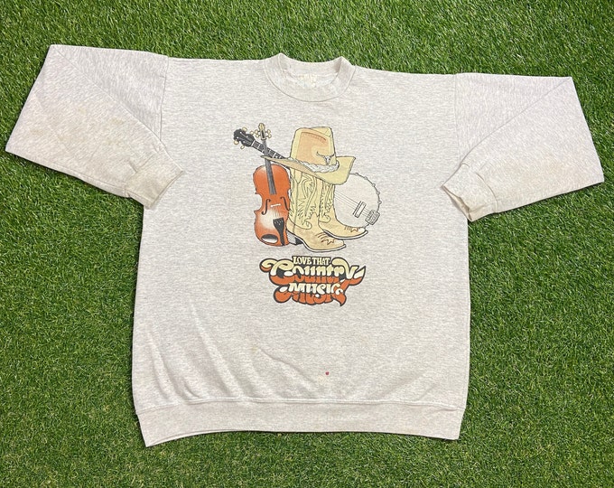 Vintage Love that Country Music Crewneck Sweatshirt Made USA Size Xtra Large XL Sothern Americana Festival Authentic 90s Pull Over Oversized