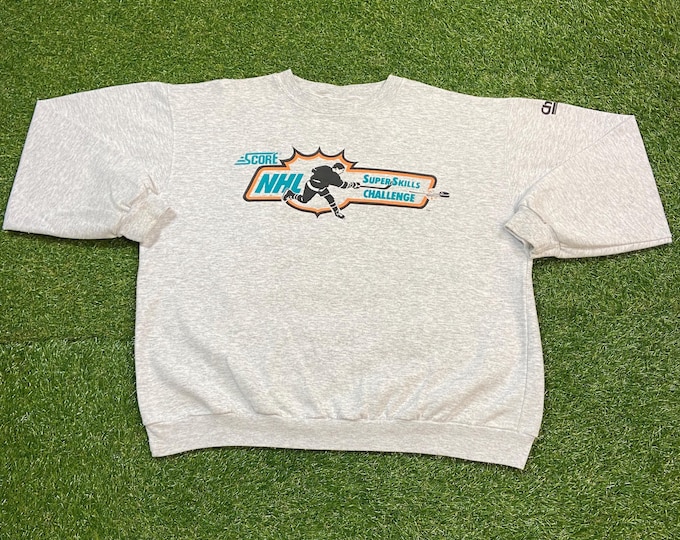 Vintage NHL Hockey Super Skills Challenge Crewneck Sweatshirt Size Xtra Large XL National Hockey League 1990s 90s Pull Over Oversized