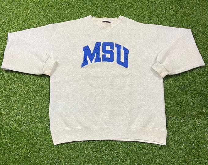 Vintage University of Michigan State Crewneck Sweatshirt Size Xtra Large XL MSU NCAA College Football Spartans Pull Over Oversized 1990s 90s