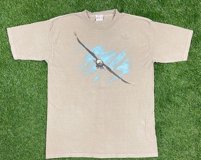 Vintage American Bald Eagle T Shirt Wild Wear Made USA Size Xtra Large XL Animals Habitat All Over Print Cool
