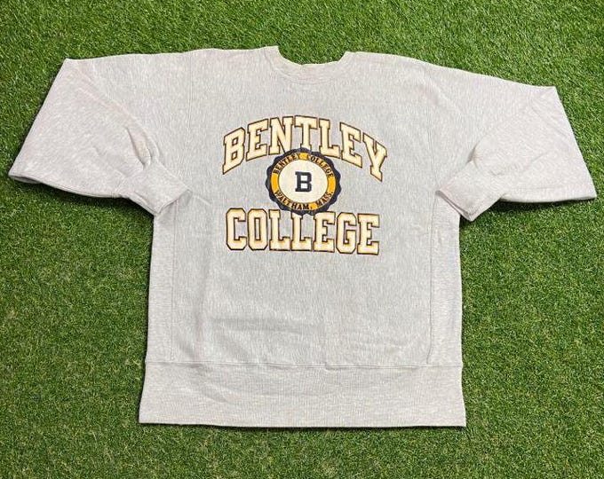 Vintage Bentley College Crewneck Sweatshirt Champion Made USA Size Xtra Large XL NCAA College Football Massachusetts New England 1990s 90s