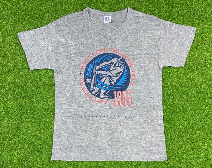 Vintage Toronto Blue Jays 1985 T Shirt Tee Die Hard Fan Russell Athletic Made USA Medium MLB Baseball Canada 1980s 80s Six Drake