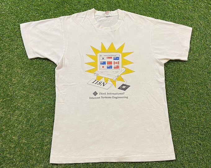 Vintage Intercon Systems Engineering T Shirt Tee Made USA Size Large L Intelligence American Multinational Corporation Technology Computer