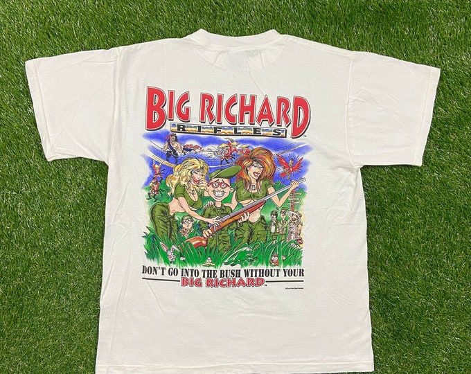 Vintage Big Richard Rifles Just Call Me Dick T Shirt Tee Tultex Size Large L Funny Saying Comical 1990s 90s Joke